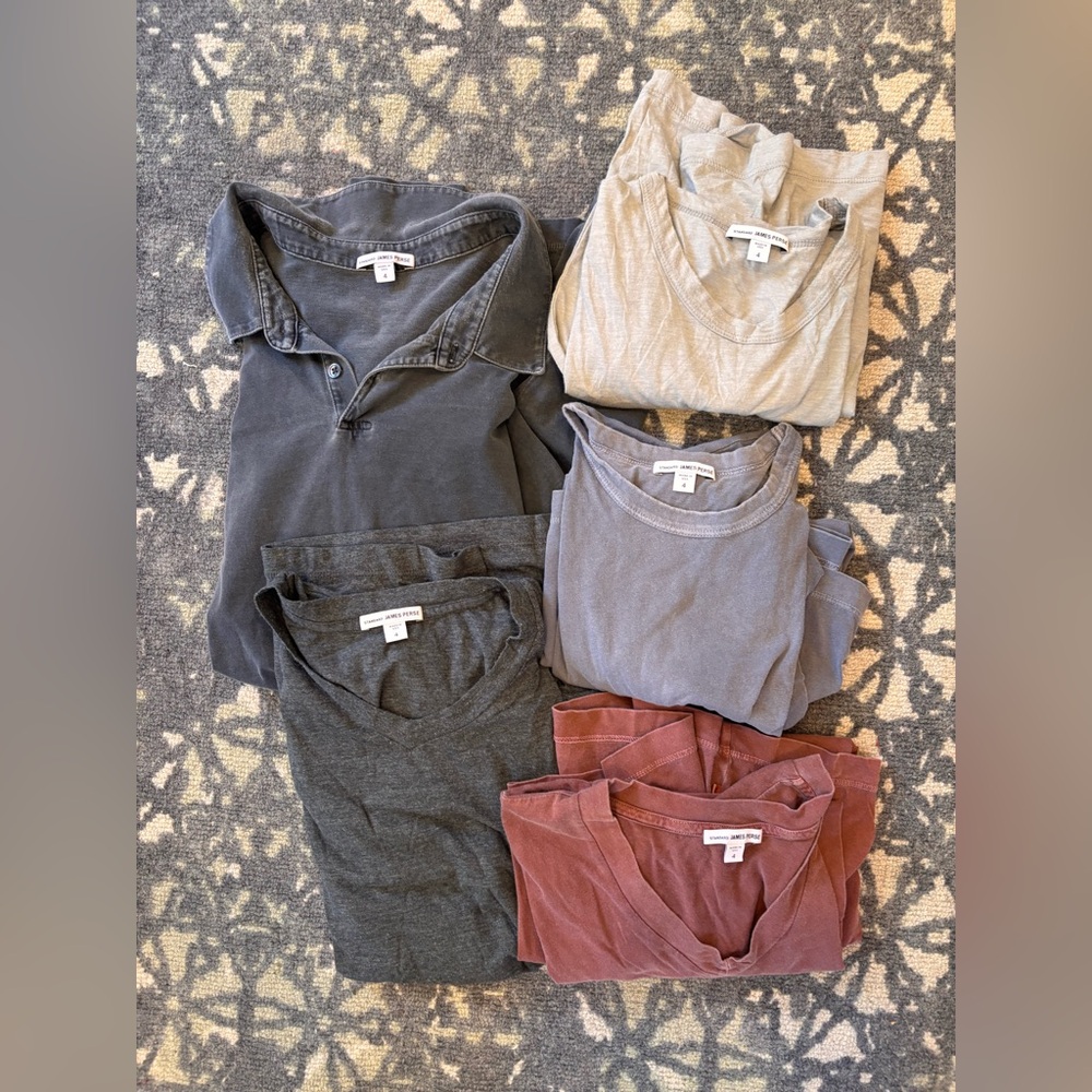 Set of 5 James Perse men's tshirts/polo size 4 (XL)